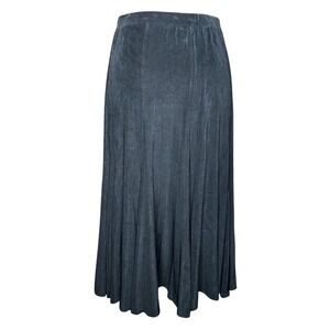 Chicos Travelers Flared Maxi Skirt Elastic Waist Black Slinky S